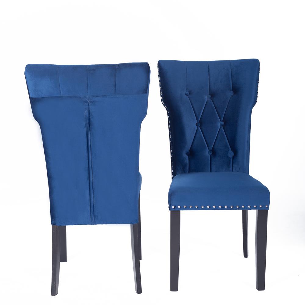 Better Home Products La Costa Velvet Tufted Dining Chair Set of 2 in Blue. Picture 7