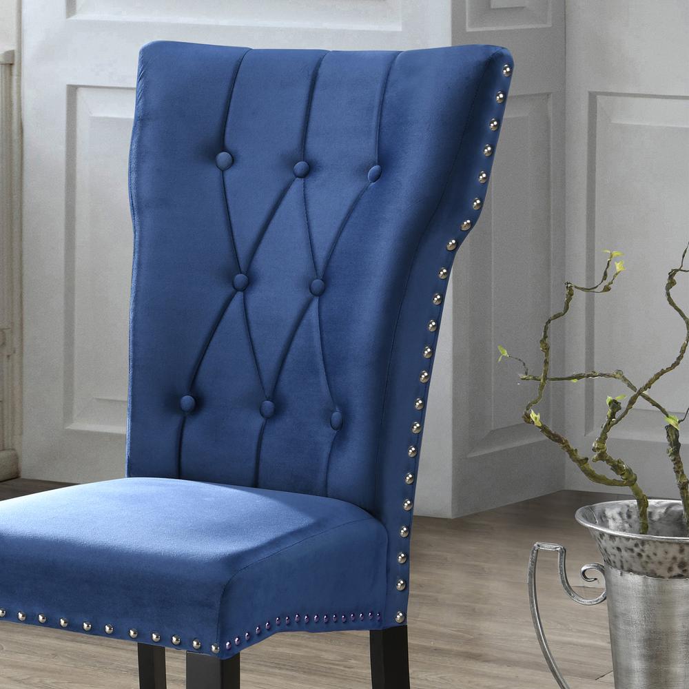 Better Home Products La Costa Velvet Tufted Dining Chair Set of 2 in Blue. Picture 12