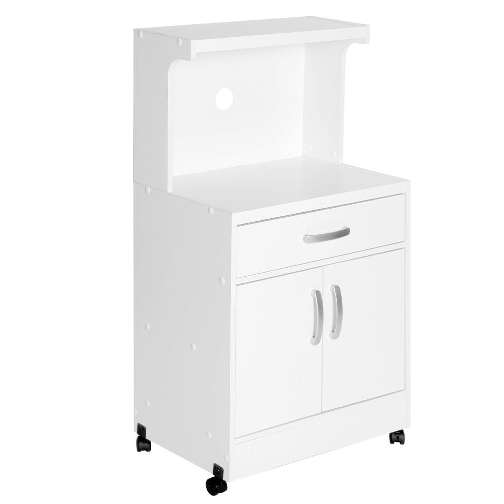 Better Home Products Shelby Kitchen Wooden Microwave Cart in White. Picture 2