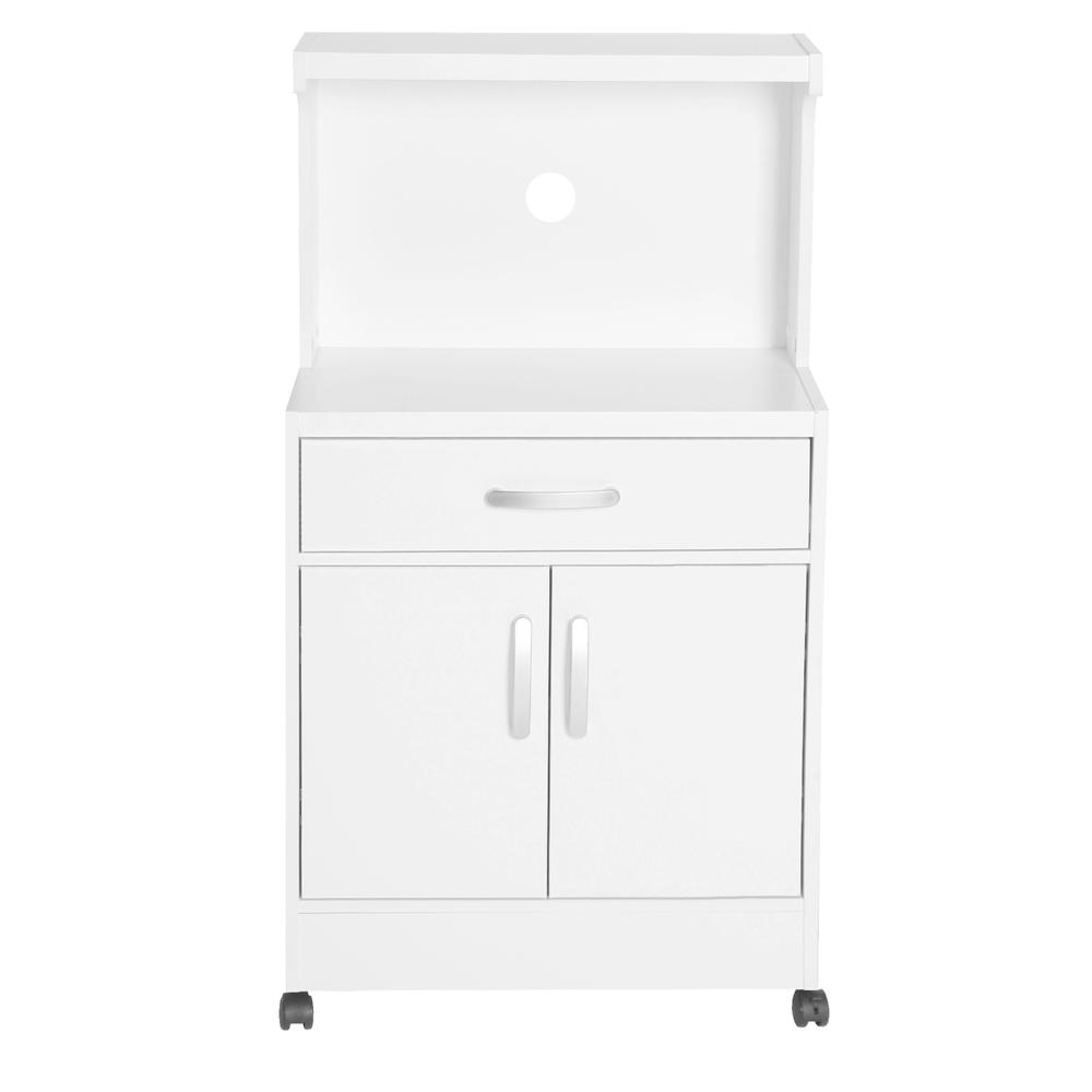 Better Home Products Shelby Kitchen Wooden Microwave Cart in White. Picture 3