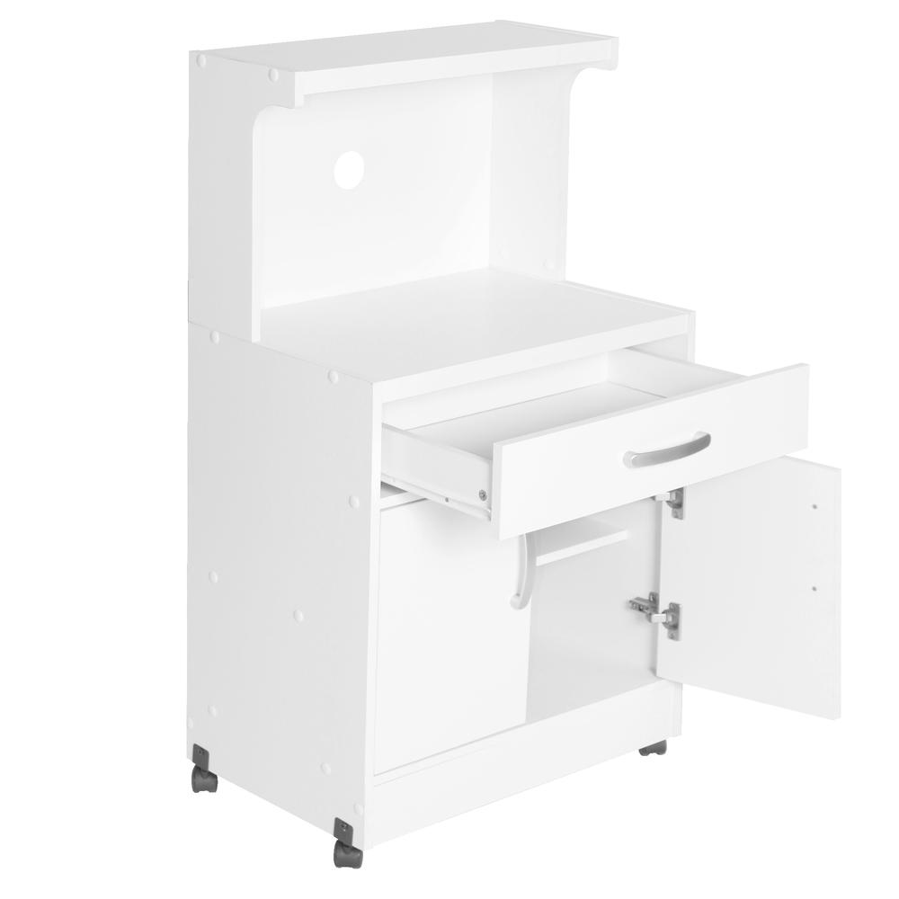 Better Home Products Shelby Kitchen Wooden Microwave Cart in White. Picture 1