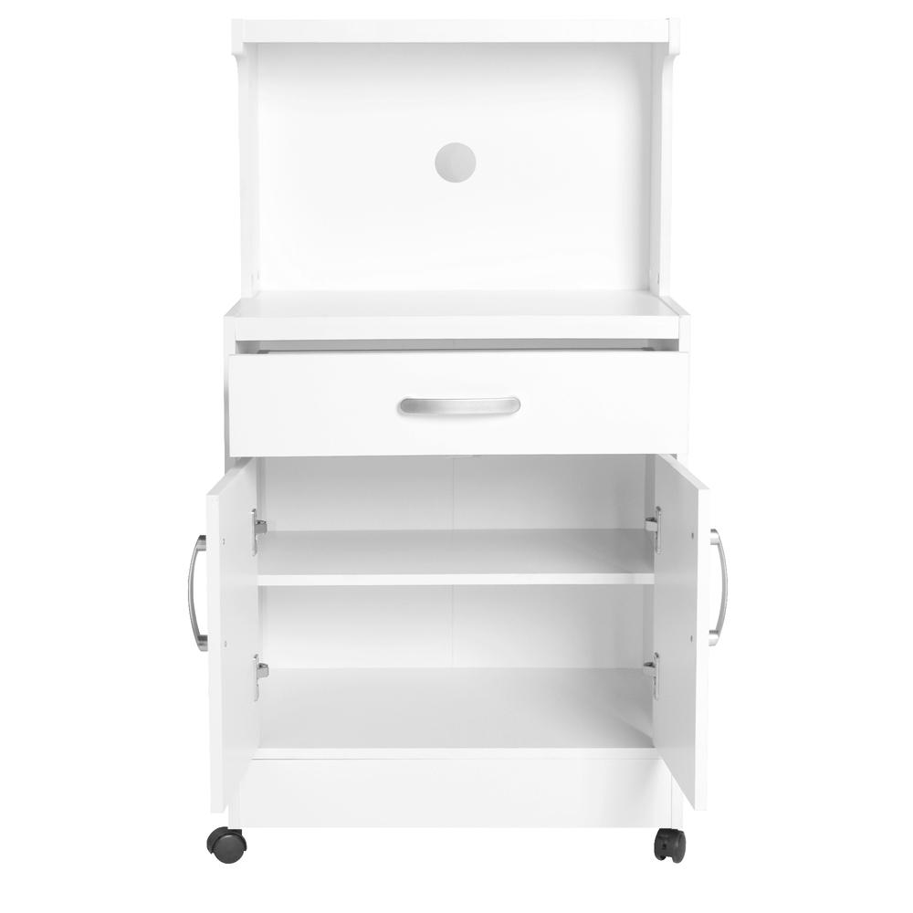 Better Home Products Shelby Kitchen Wooden Microwave Cart in White. Picture 4