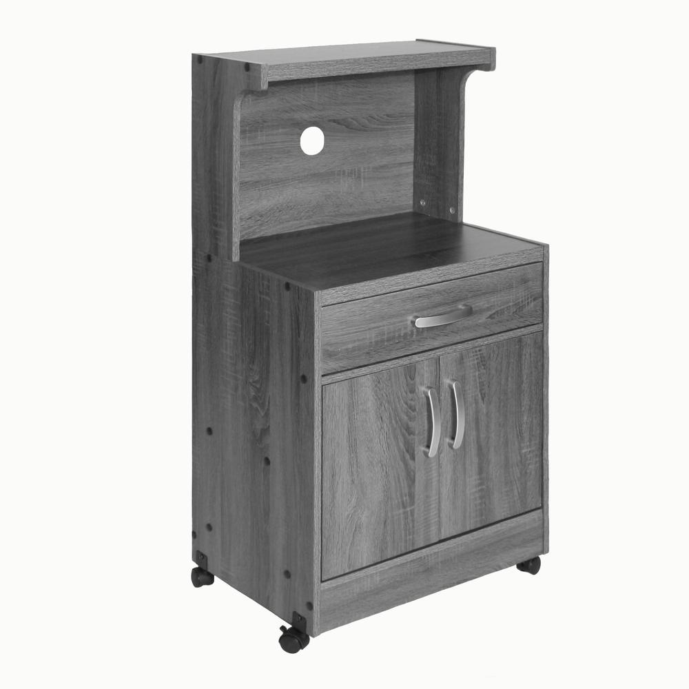 Better Home Products Shelby Kitchen Wooden Microwave Cart in Gray. Picture 1