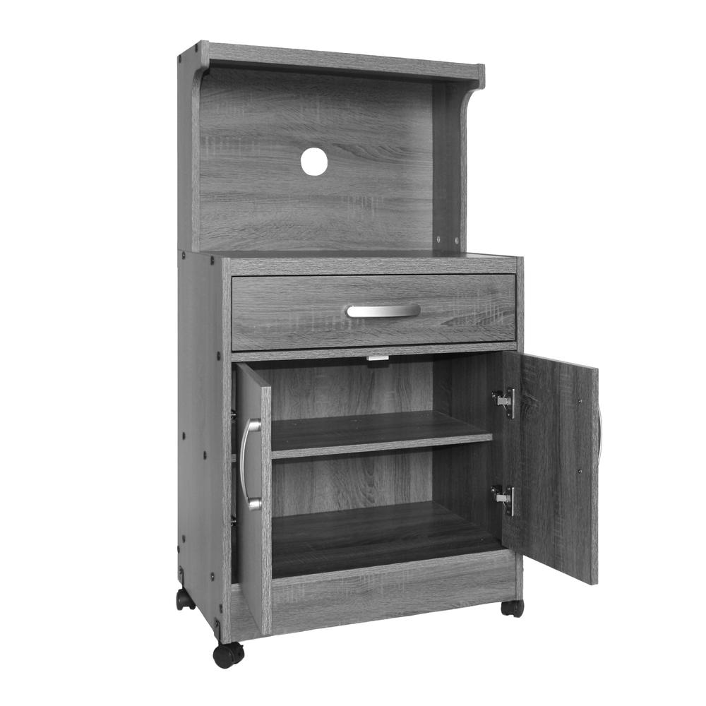 Better Home Products Shelby Kitchen Wooden Microwave Cart in Gray. Picture 3