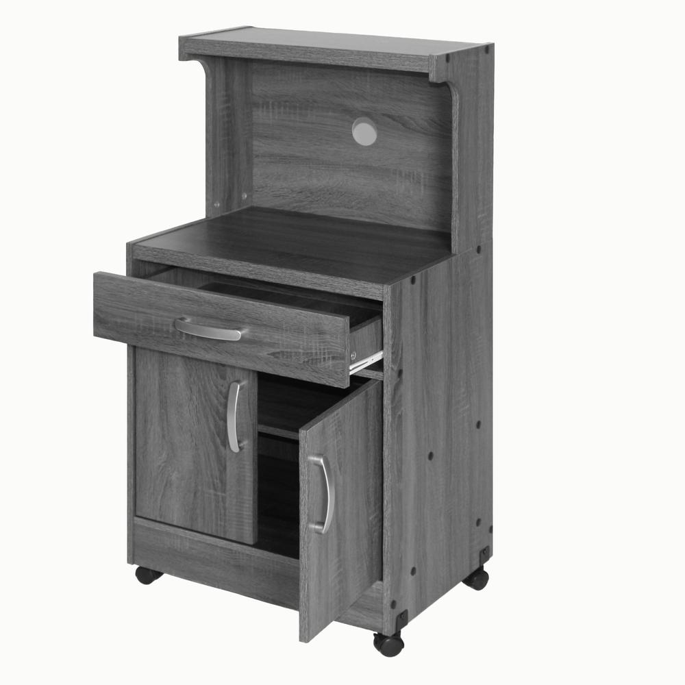 Better Home Products Shelby Kitchen Wooden Microwave Cart in Gray. Picture 4