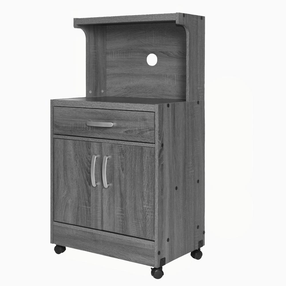 Better Home Products Shelby Kitchen Wooden Microwave Cart in Gray. Picture 5