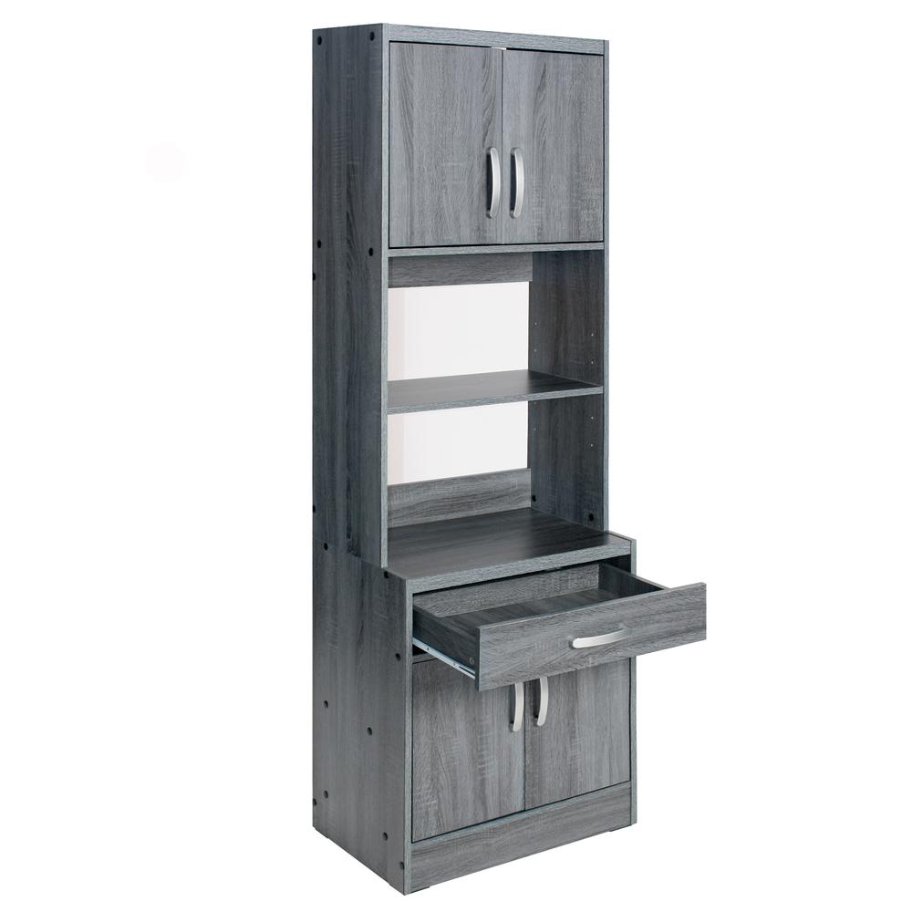 Better Home Products Shelby Tall Wooden Kitchen Pantry in Gray. Picture 2