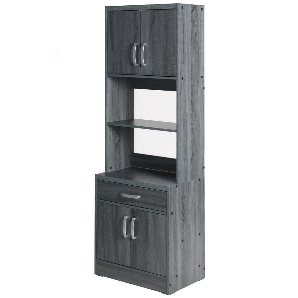 Better Home Products Shelby Tall Wooden Kitchen Pantry in Gray. Picture 3