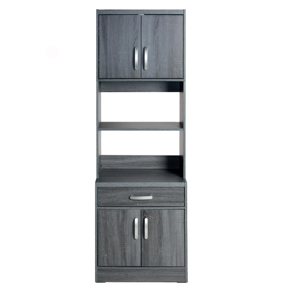 Better Home Products Shelby Tall Wooden Kitchen Pantry in Gray. Picture 4