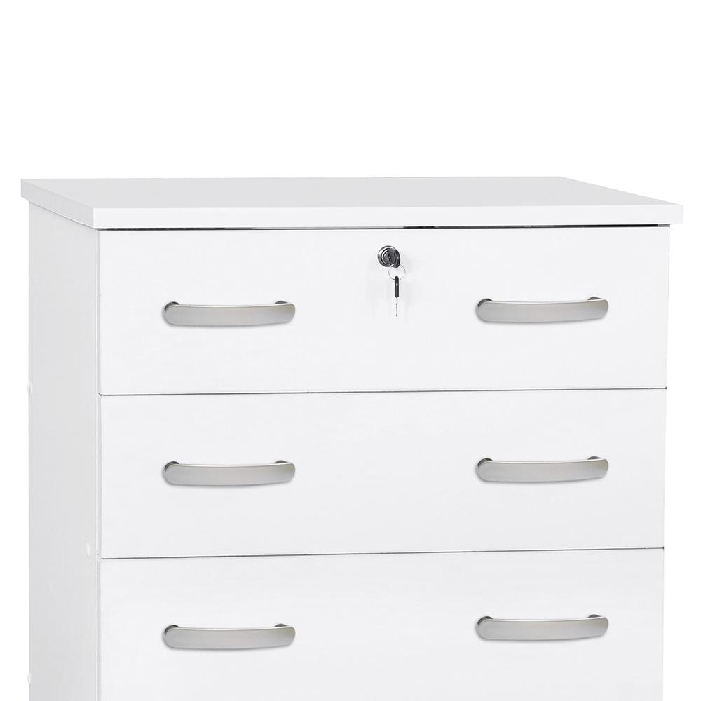 Better Home Products Cindy 4 Drawer Chest Wooden Dresser with Lock in White. Picture 4
