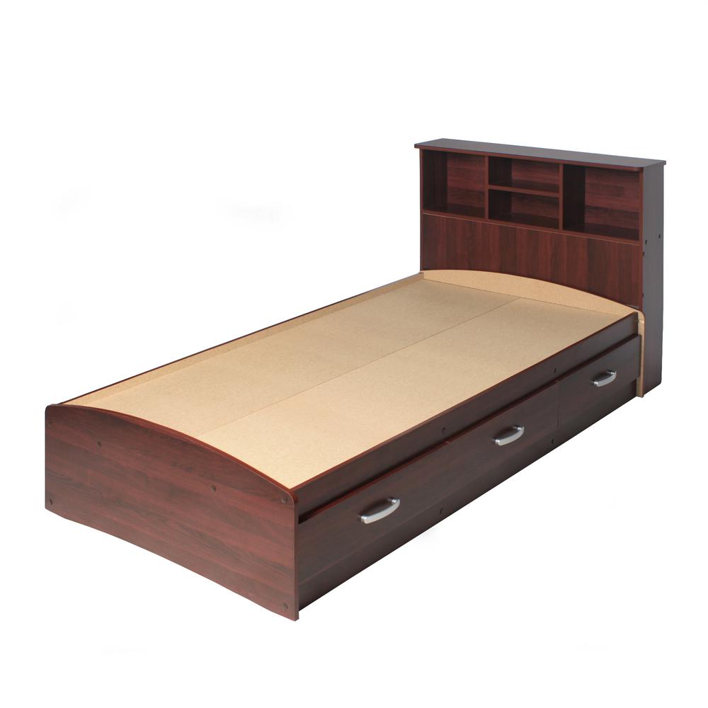 Better Home Products California Wooden Queen Captains Bed in Mahogany. Picture 5