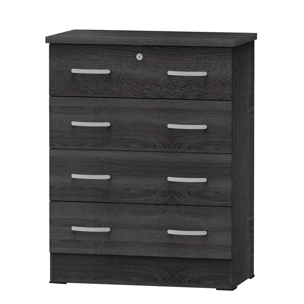 Better Home Products Cindy 4 Drawer Chest Wooden Dresser with Lock in Oak. Picture 2