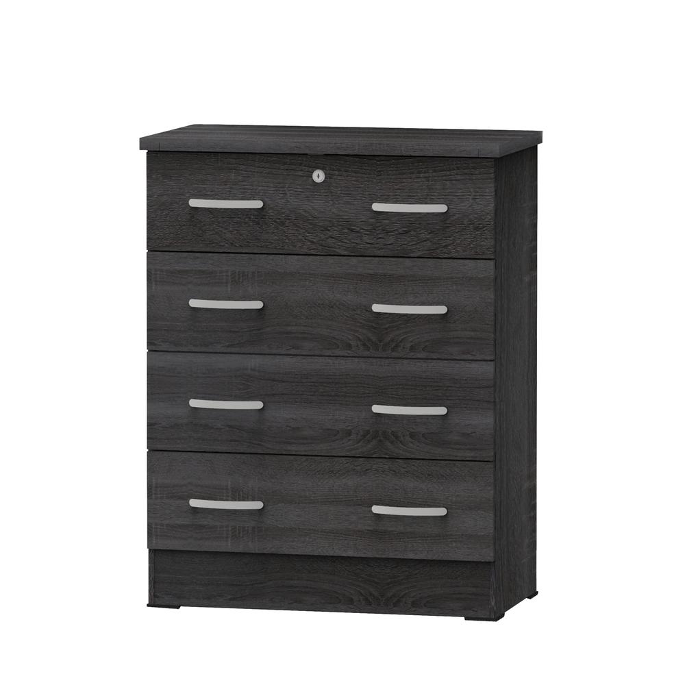 Better Home Products Cindy 4 Drawer Chest Wooden Dresser with Lock in Oak. Picture 4