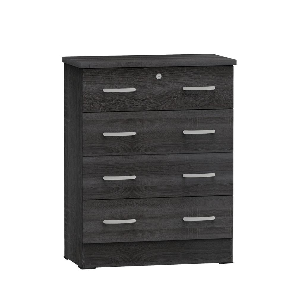 Better Home Products Cindy 4 Drawer Chest Wooden Dresser with Lock in Oak. Picture 5