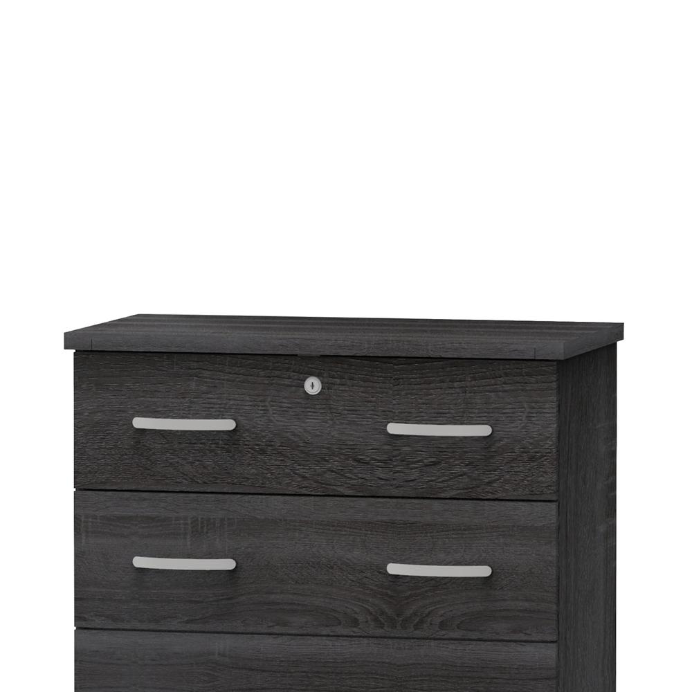Better Home Products Cindy 4 Drawer Chest Wooden Dresser with Lock in Oak. Picture 6