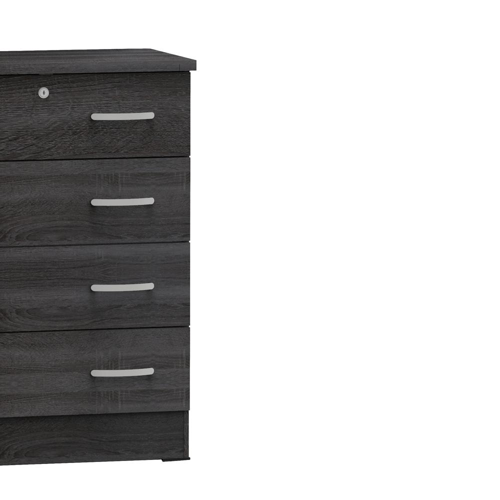 Better Home Products Cindy 4 Drawer Chest Wooden Dresser with Lock in Oak. Picture 7