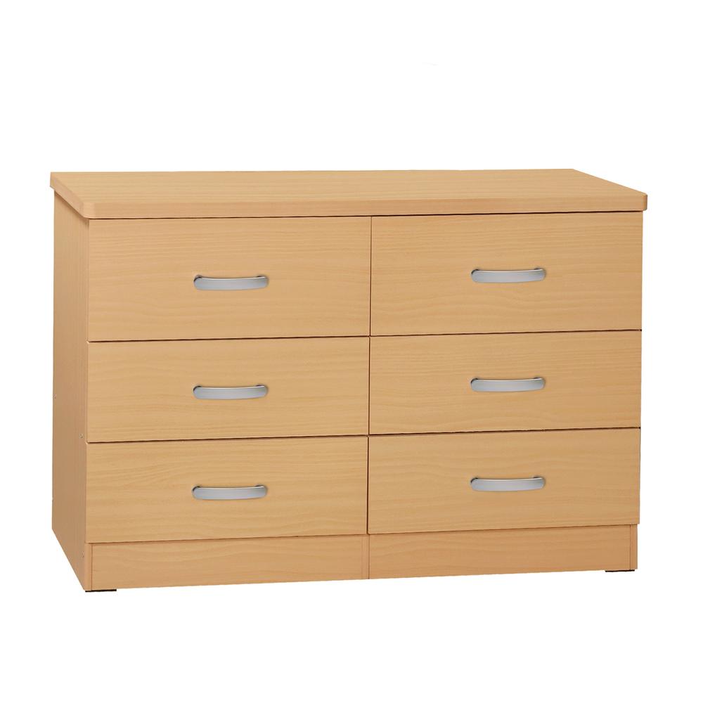 Better Home Products DD & PAM 6 Drawer Engineered Wood Bedroom Dresser in Beech. Picture 1
