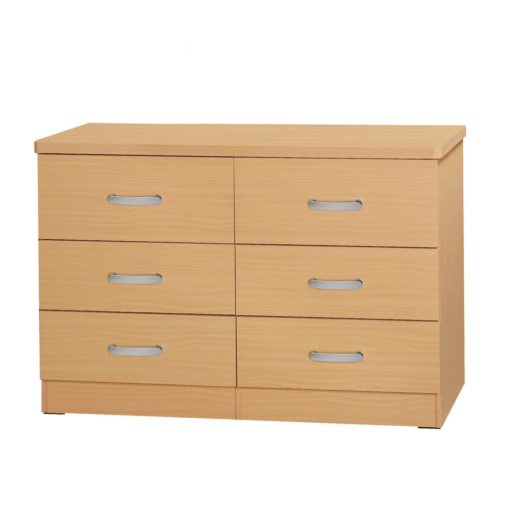 Better Home Products DD & PAM 6 Drawer Engineered Wood Bedroom Dresser in Beech. Picture 2