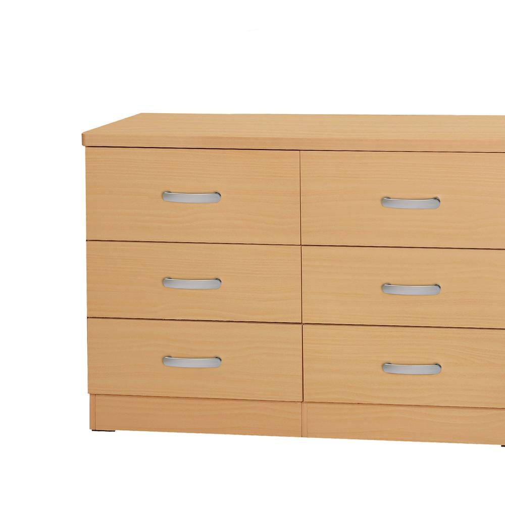 Better Home Products DD & PAM 6 Drawer Engineered Wood Bedroom Dresser in Beech. Picture 3