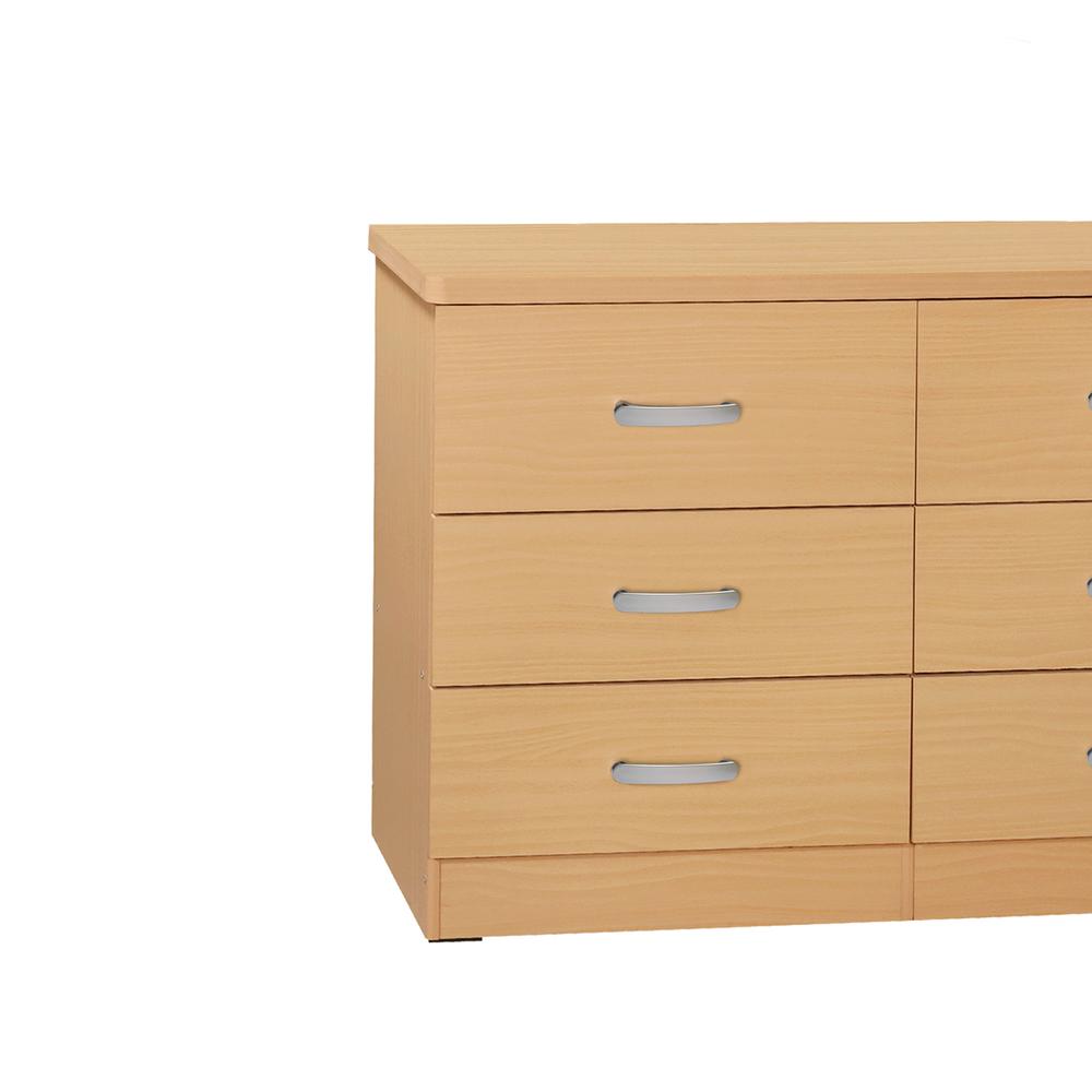 Better Home Products DD & PAM 6 Drawer Engineered Wood Bedroom Dresser in Beech. Picture 4