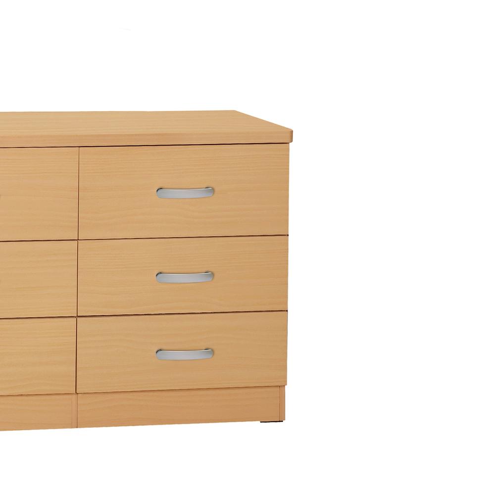 Better Home Products DD & PAM 6 Drawer Engineered Wood Bedroom Dresser in Beech. Picture 5