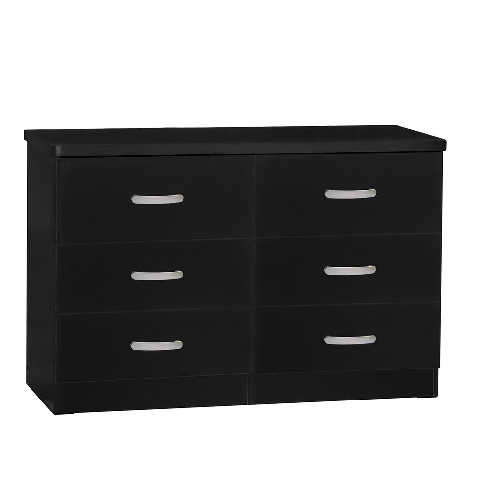 Better Home Products DD & PAM 6 Drawer Engineered Wood Bedroom Dresser in Black. Picture 1