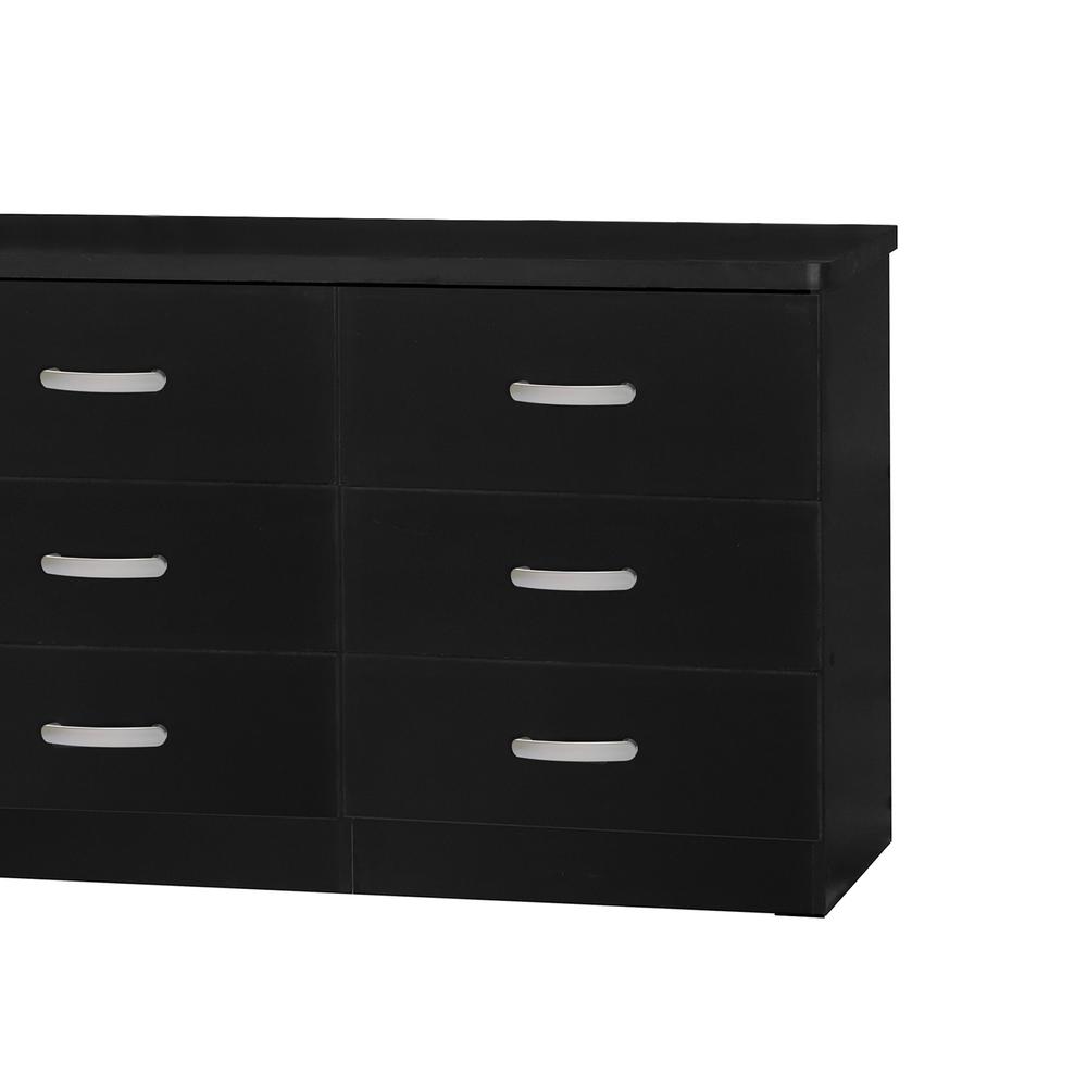 Better Home Products DD & PAM 6 Drawer Engineered Wood Bedroom Dresser in Black. Picture 2