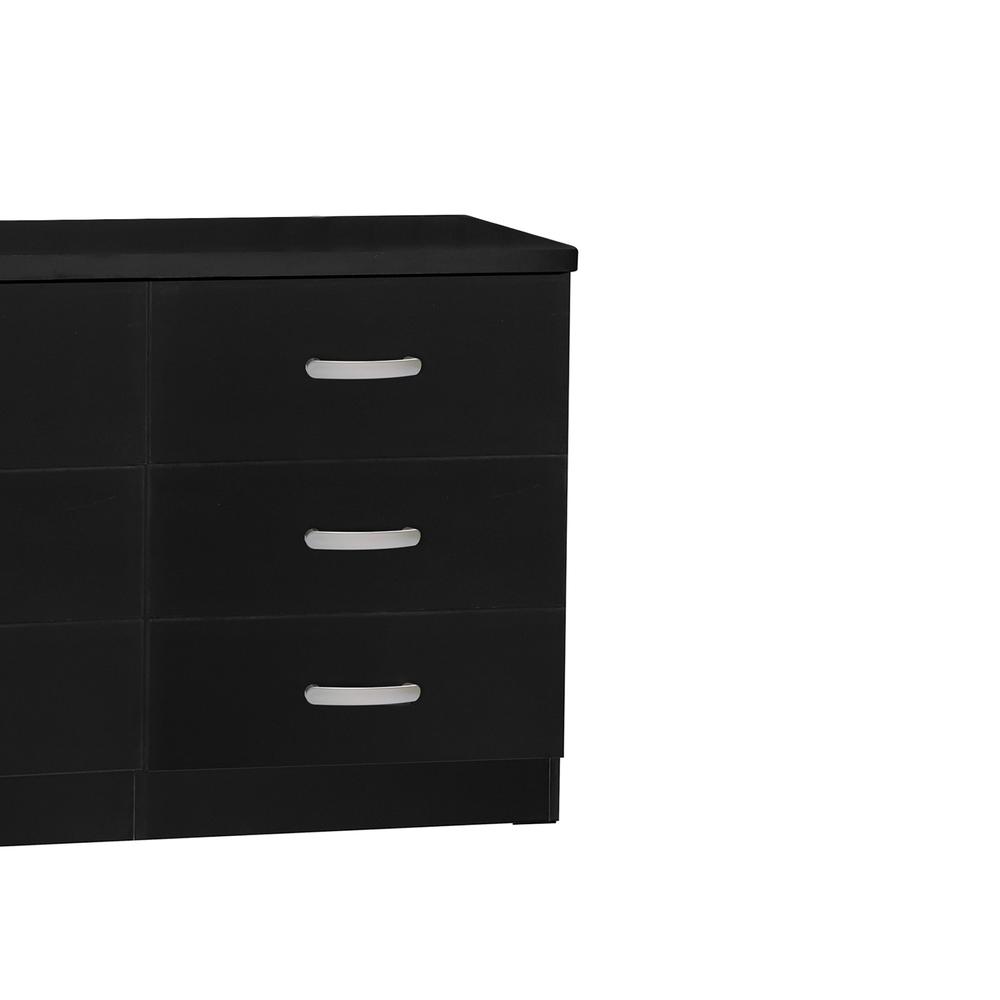 Better Home Products DD & PAM 6 Drawer Engineered Wood Bedroom Dresser in Black. Picture 3