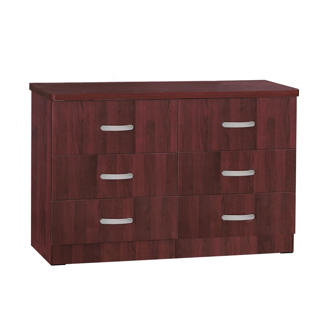 Better Home Products DD & PAM 6 Drawer Engineered Wood Dresser in Mahogany. Picture 1
