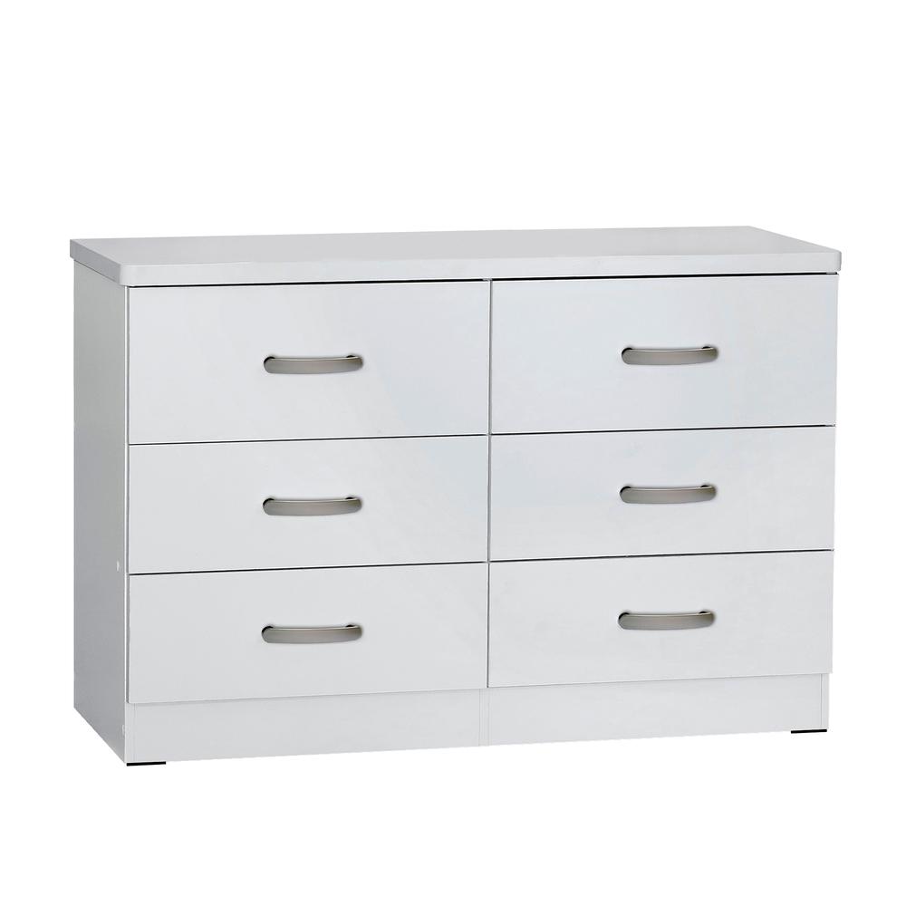 Better Home Products DD & PAM 6 Drawer Engineered Wood Bedroom Dresser in White. Picture 1