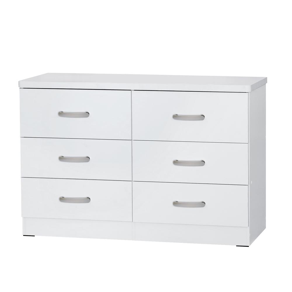 Better Home Products DD & PAM 6 Drawer Engineered Wood Bedroom Dresser in White. Picture 2