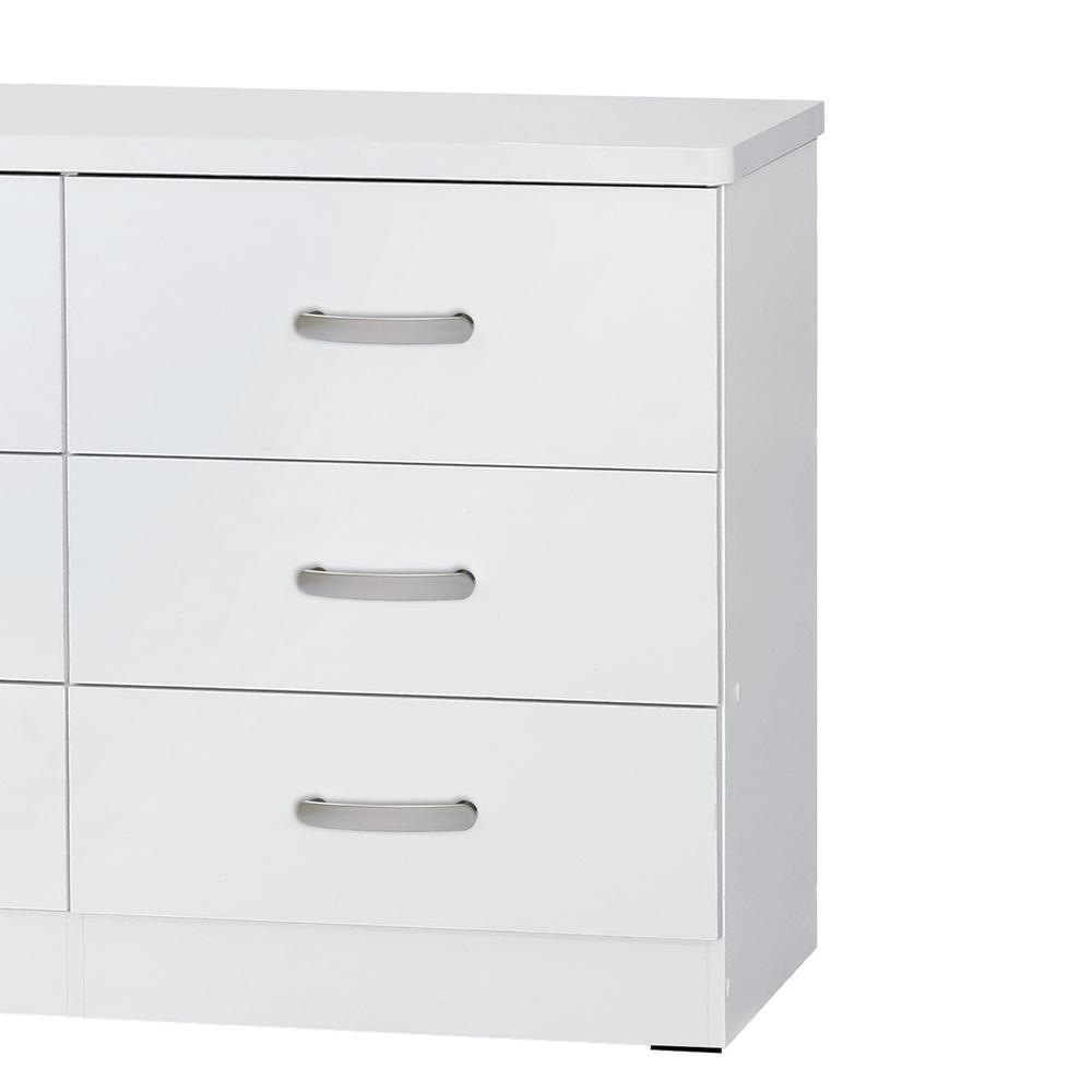 Better Home Products DD & PAM 6 Drawer Engineered Wood Bedroom Dresser in White. Picture 3