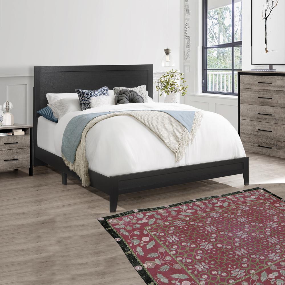 Better Home Products Fox Wood Panel Queen Platform Bed in Black. Picture 4