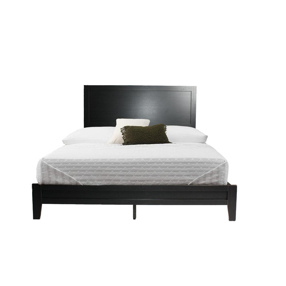 Better Home Products Fox Wood Panel Queen Platform Bed in Black. Picture 1