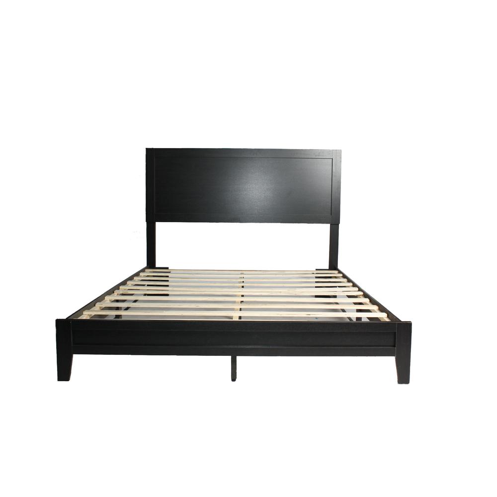 Better Home Products Fox Wood Panel Queen Platform Bed in Black. Picture 2