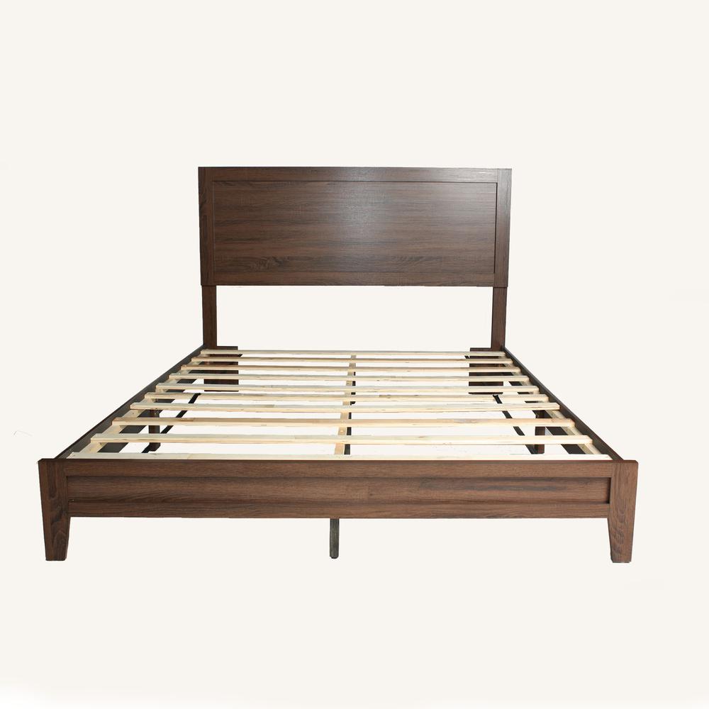 Better Home Products Fox Wood Panel Queen Platform Bed in Brown. Picture 1