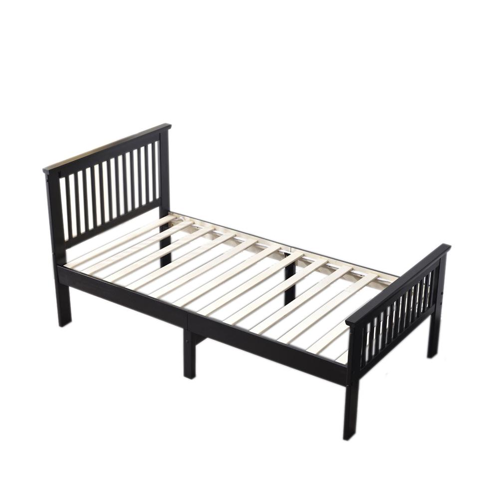 Better Home Products Jassmine Solid Wood Platform Pine Twin Bed in Black. Picture 1