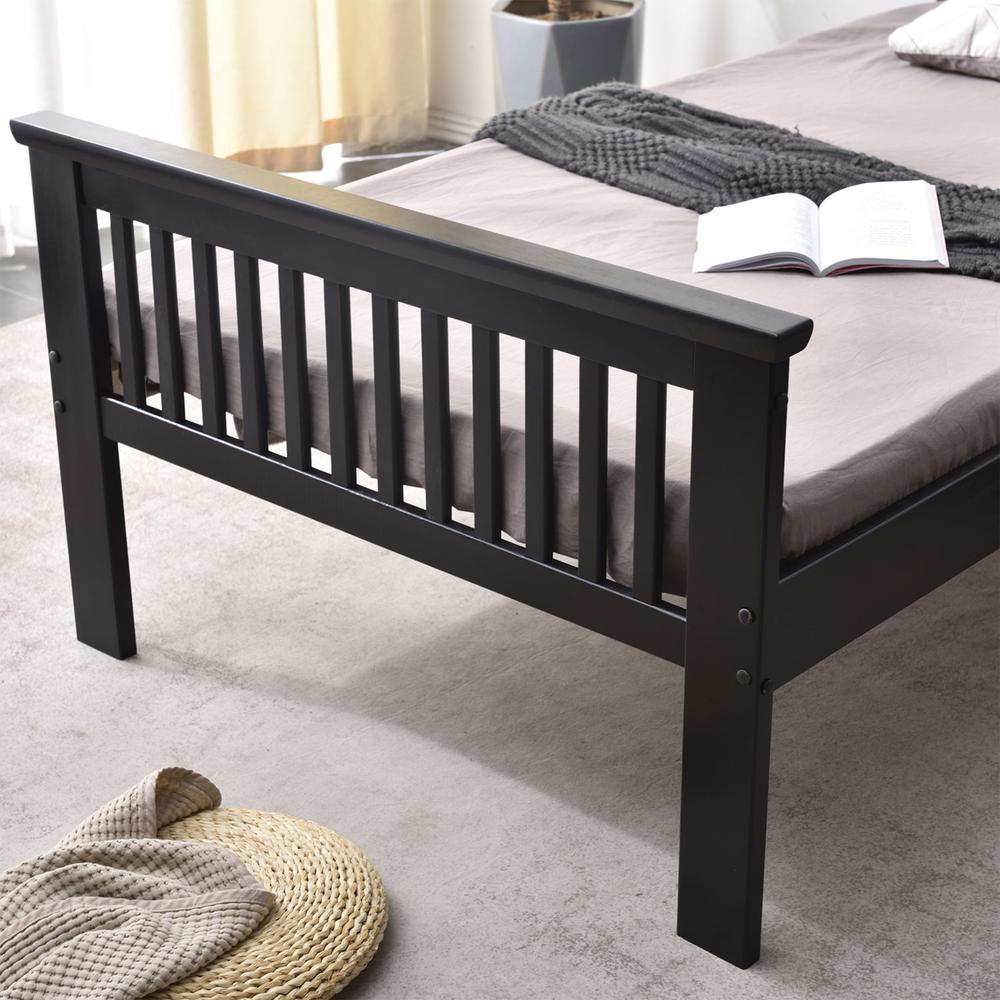 Better Home Products Jassmine Solid Wood Platform Pine Twin Bed in Black. Picture 4