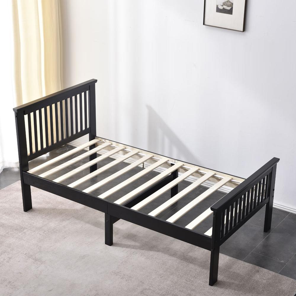 Better Home Products Jassmine Solid Wood Platform Pine Twin Bed in Black. Picture 6