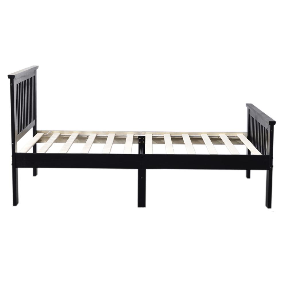Better Home Products Jassmine Solid Wood Platform Pine Twin Bed in Black. Picture 2