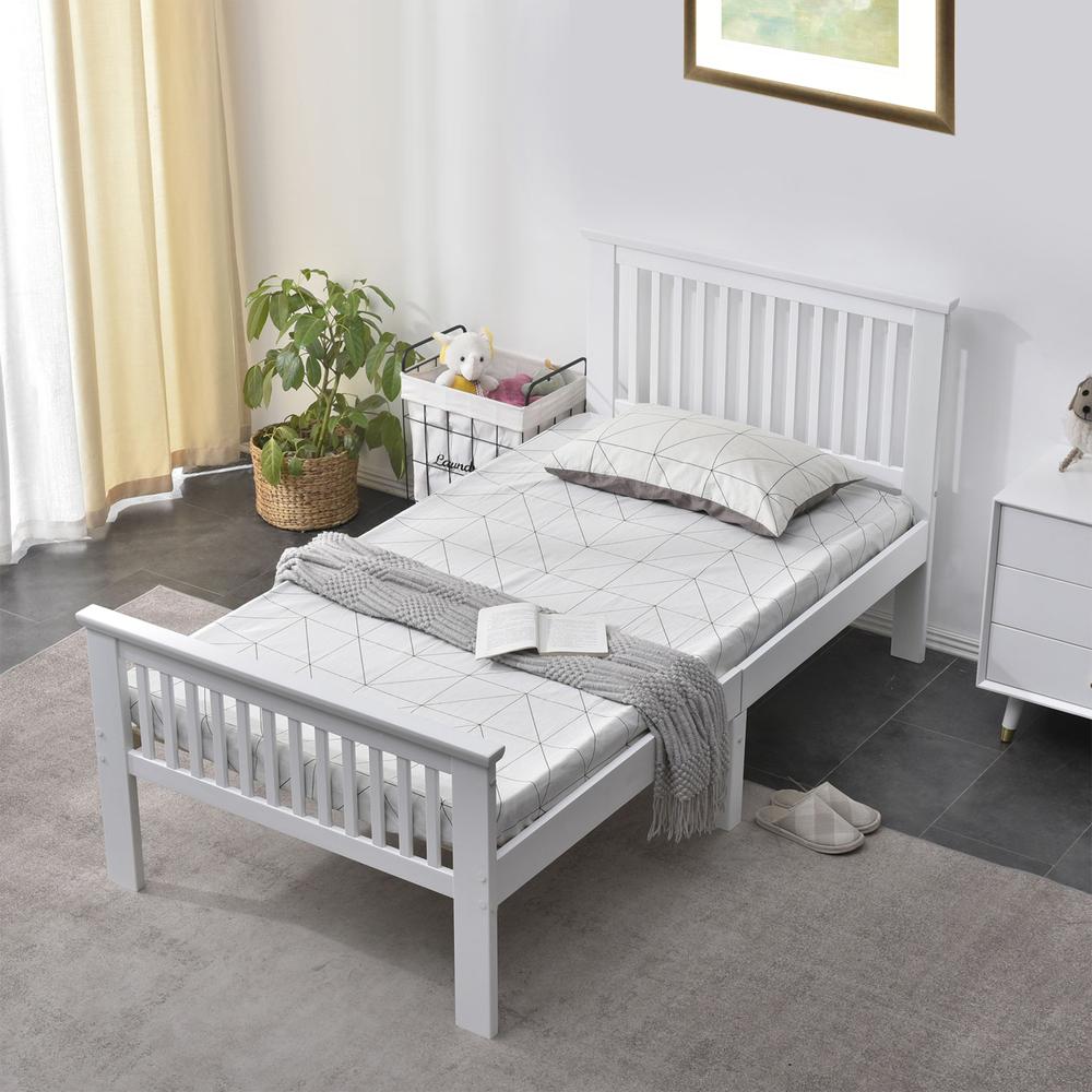 Better Home Products Jassmine Solid Wood Platform Pine Twin Bed in White. Picture 2
