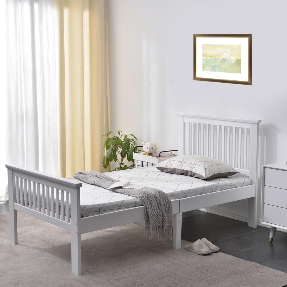 Better Home Products Jassmine Solid Wood Platform Pine Twin Bed in White. Picture 3