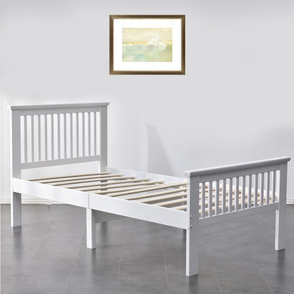 Better Home Products Jassmine Solid Wood Platform Pine Twin Bed in White. Picture 5