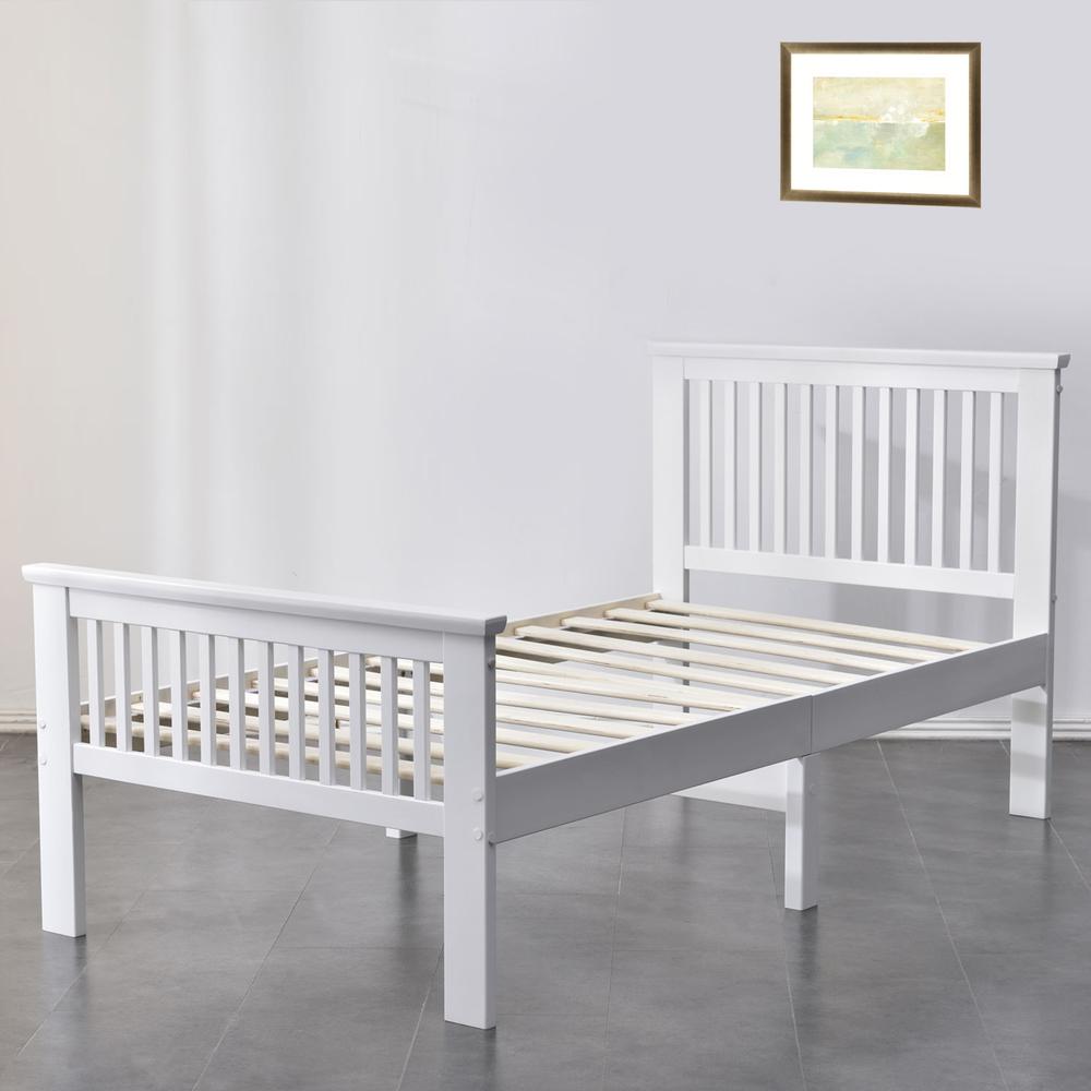 Better Home Products Jassmine Solid Wood Platform Pine Twin Bed in White. Picture 7