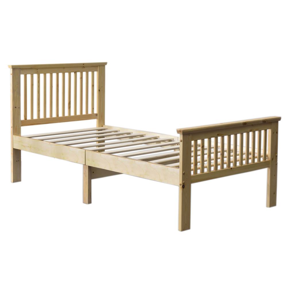 Better Home Products Jassmine Solid Wood Platform Pine Twin Bed in Natural. Picture 1