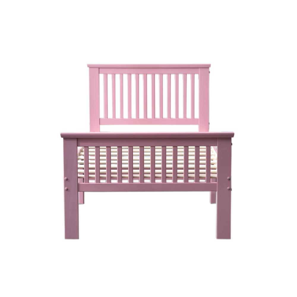 Better Home Products Jassmine Solid Wood Platform Pine Twin Bed in Pink. Picture 1