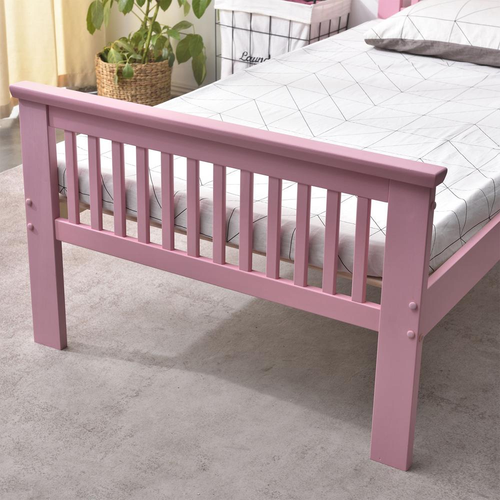 Better Home Products Jassmine Solid Wood Platform Pine Twin Bed in Pink. Picture 4