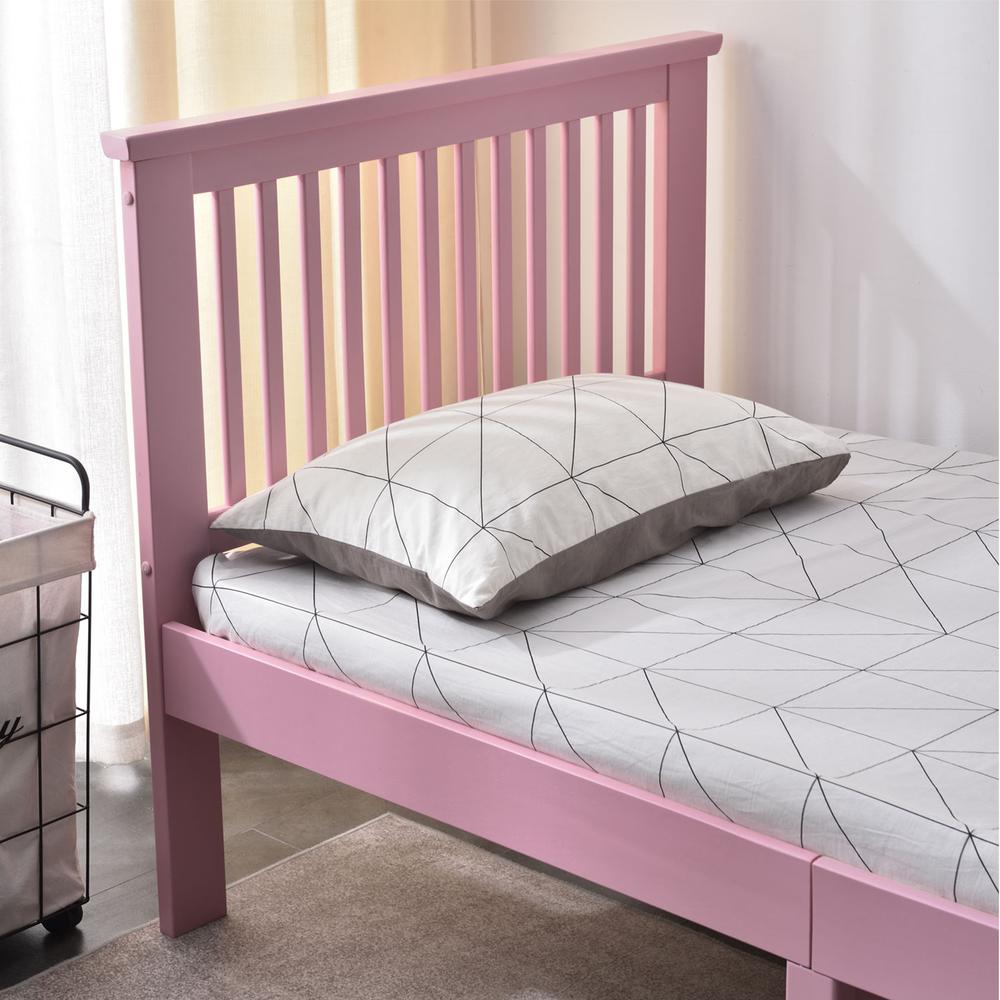 Better Home Products Jassmine Solid Wood Platform Pine Twin Bed in Pink. Picture 5