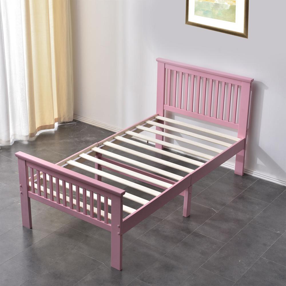 Better Home Products Jassmine Solid Wood Platform Pine Twin Bed in Pink. Picture 7