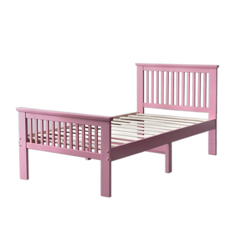 Better Home Products Jassmine Solid Wood Platform Pine Twin Bed in Pink. Picture 9